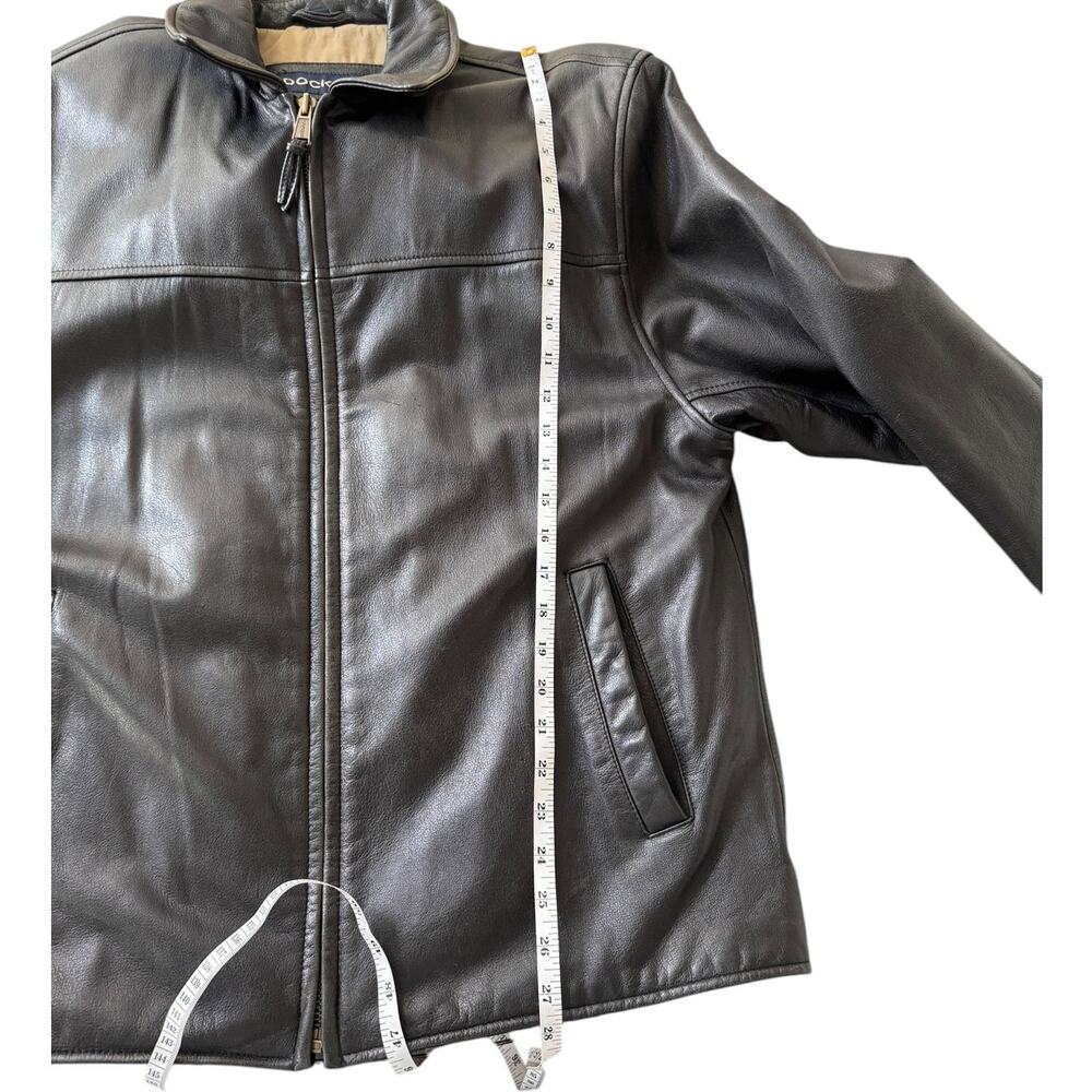 Vintage‎ Dockers Black Zip Front Leather Jacket Large / XL 90s Y2K Oversized - Picture 15 of 16